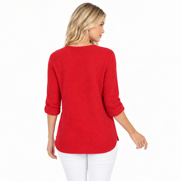 Lightweight Waffle Top in Brick Red - C691-RD
