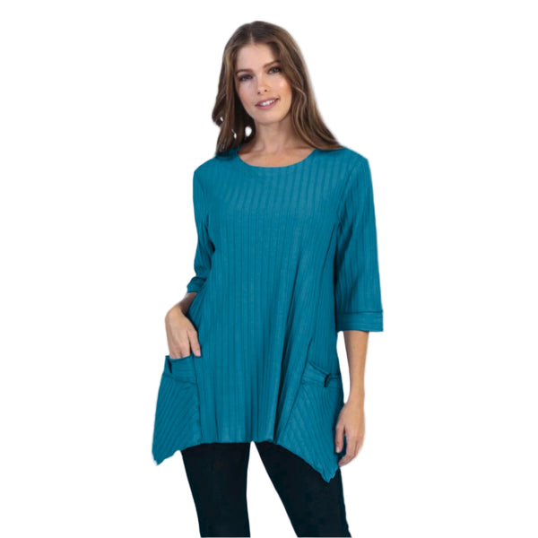Ribbed Pocket Tunic in Deep Sea - CS330-DS - Plus Sizes Only!