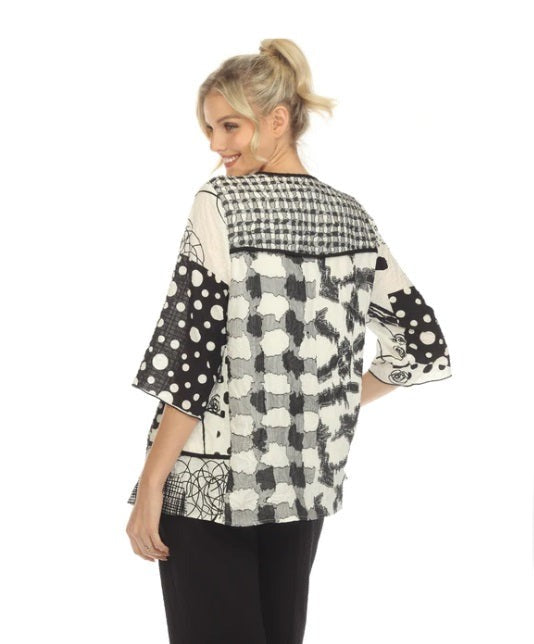 Just In! Moonlight Mixed-Media Multi-Print One-Button Jacket - 3820