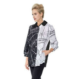 Two Tone & Geo-Stripe Shirt in Black & White - 4932B - Size XL Only!