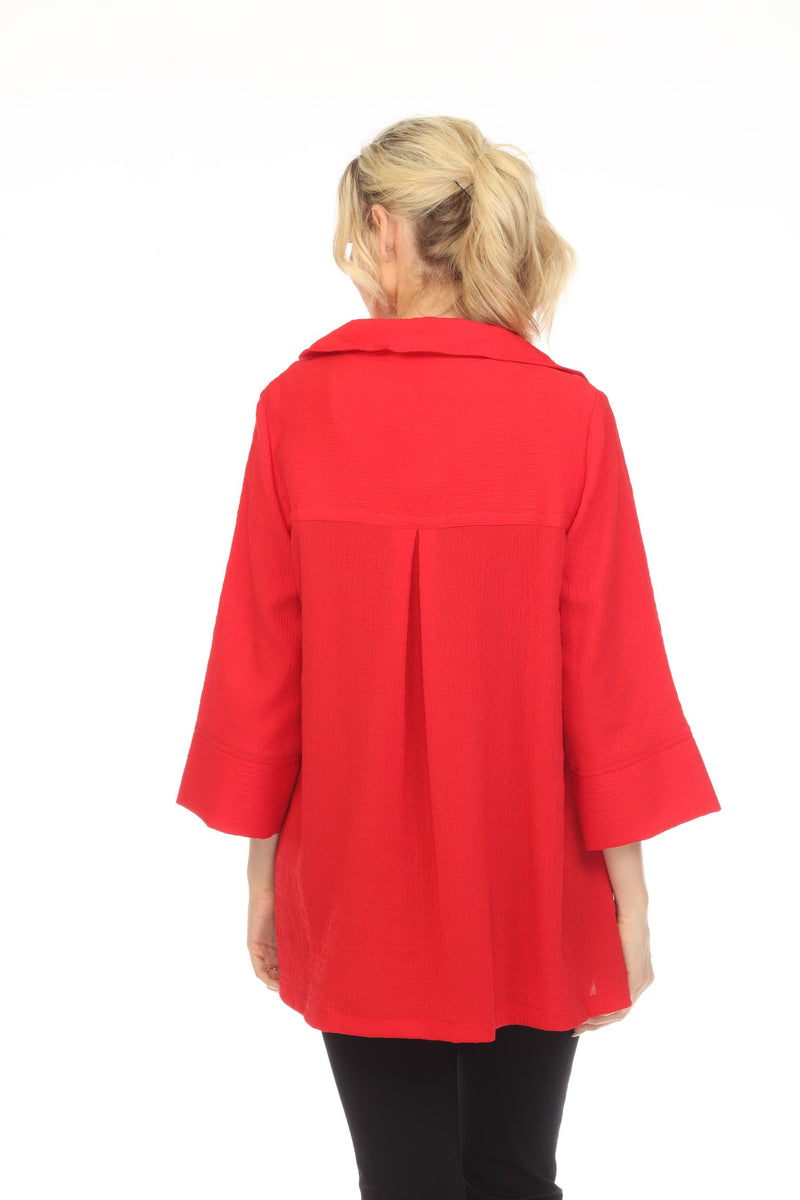 Moonlight Textured Button Front Jacket in Red - 3035 SOL