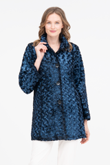 Jacquard Swirl Button Front Jacket in Blue - 4924-BLU