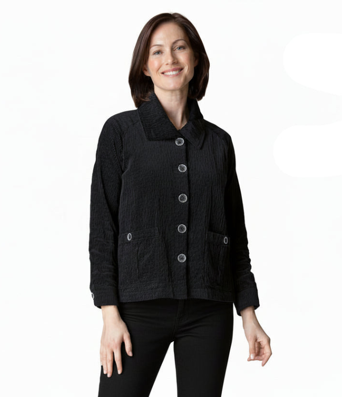 Textured Cotton Button-Front Jacket - 45115
