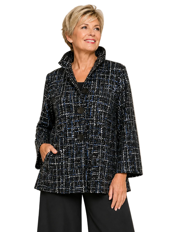 Embroidered Sequin Jacket in Blue Multi  - 5109