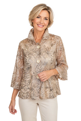 Shimmer Textured Lace & Sequin Jacket in Soft Rose Gold - 2480-RG