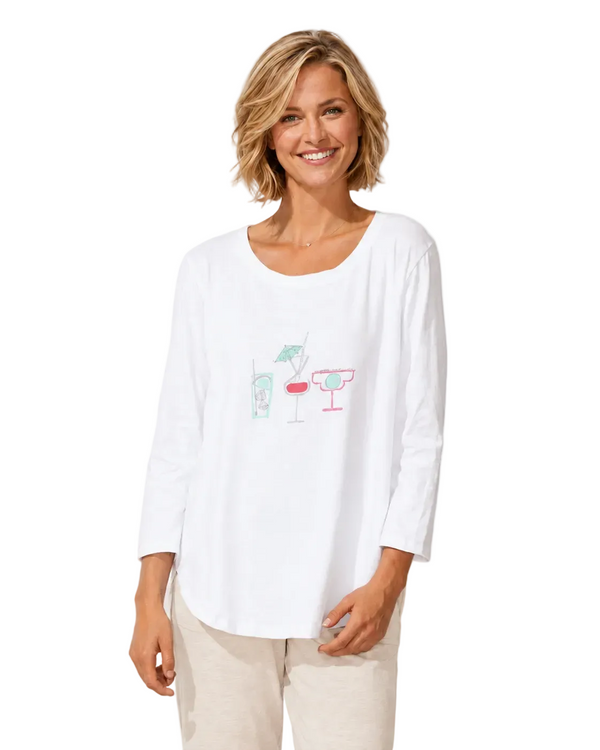 Cocktail Hour High-Low Cotton Pullover - 52104