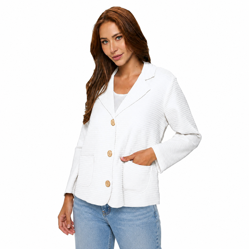 Lightweight Waffle Jacket in White - FW155-WT - Size L Only!