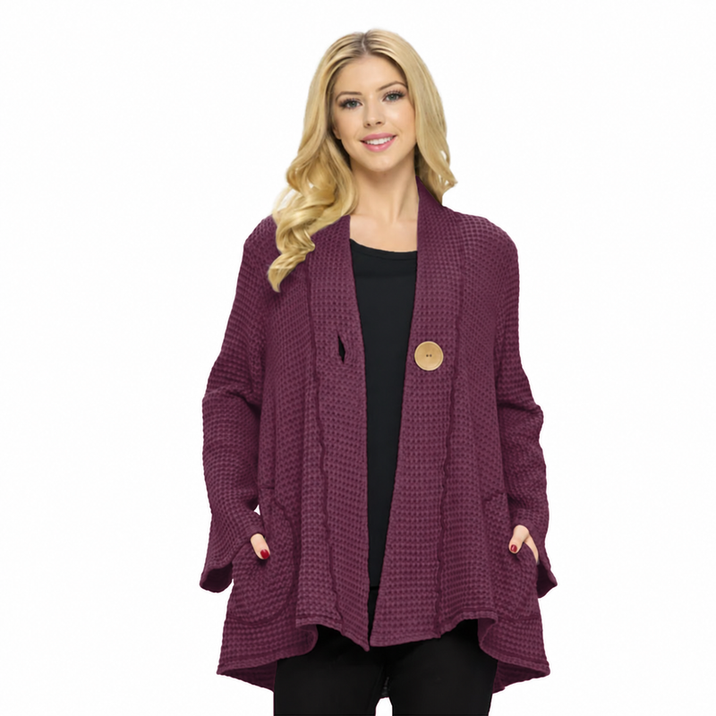One-Button Textured Waffle Jacket - BW117