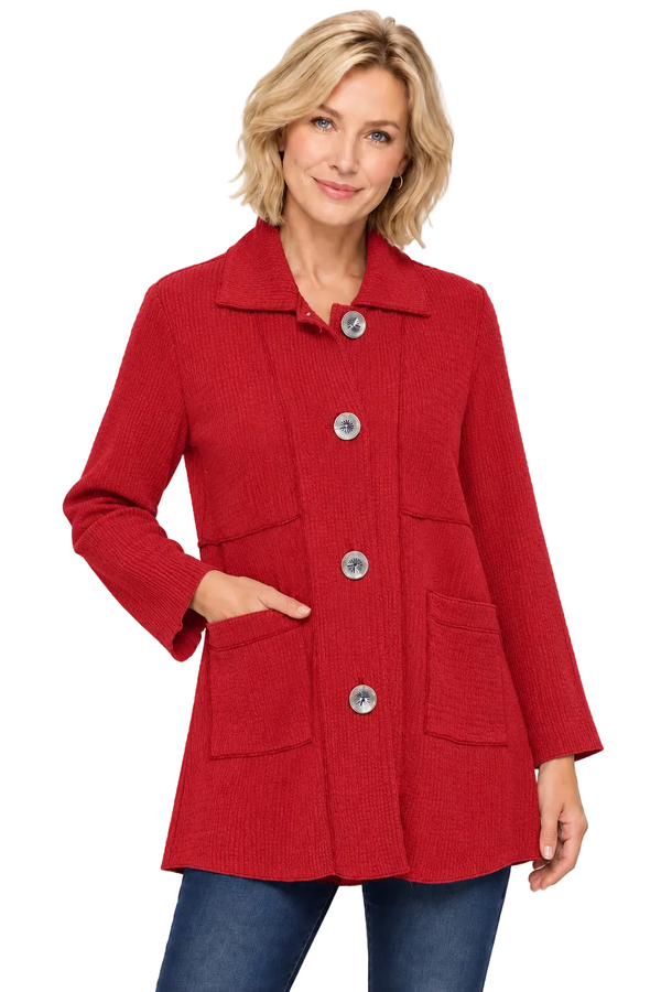 Lightweight Textured Cotton Knit Jacket  - ST407