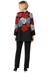 Just In! Textured Rose Garden Jacket in Red - C1202J-RD