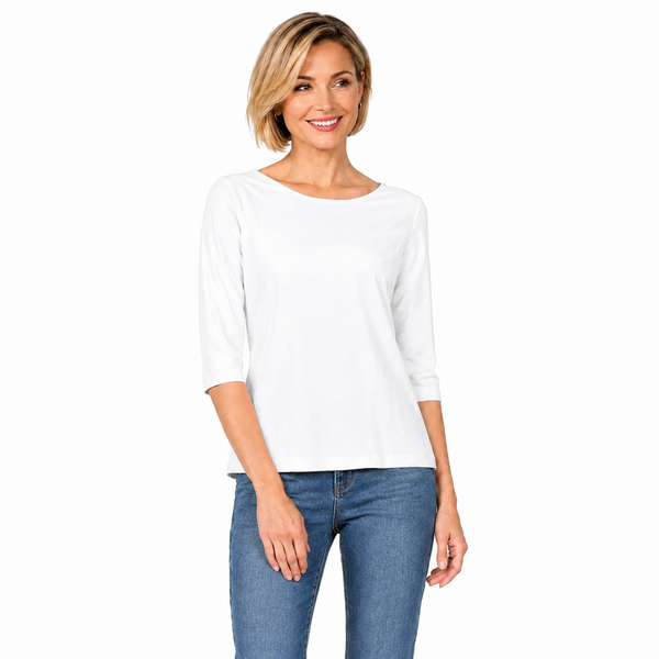 Soft Stretch Knit Top in White - T77-WT - Size XS Only!