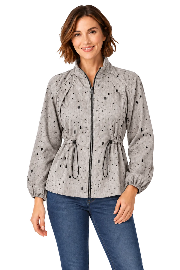 Laser Cut Drawstring Waist Jacket - 5048