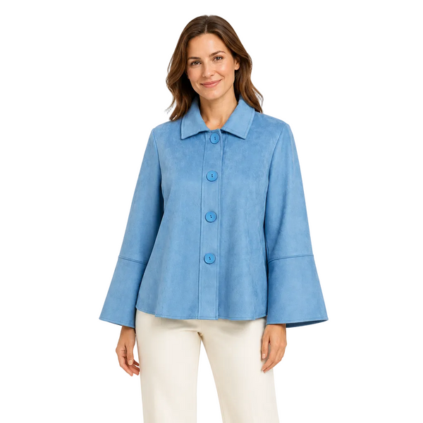 Vegan Suede Button Front Jacket  - 4896-PNK