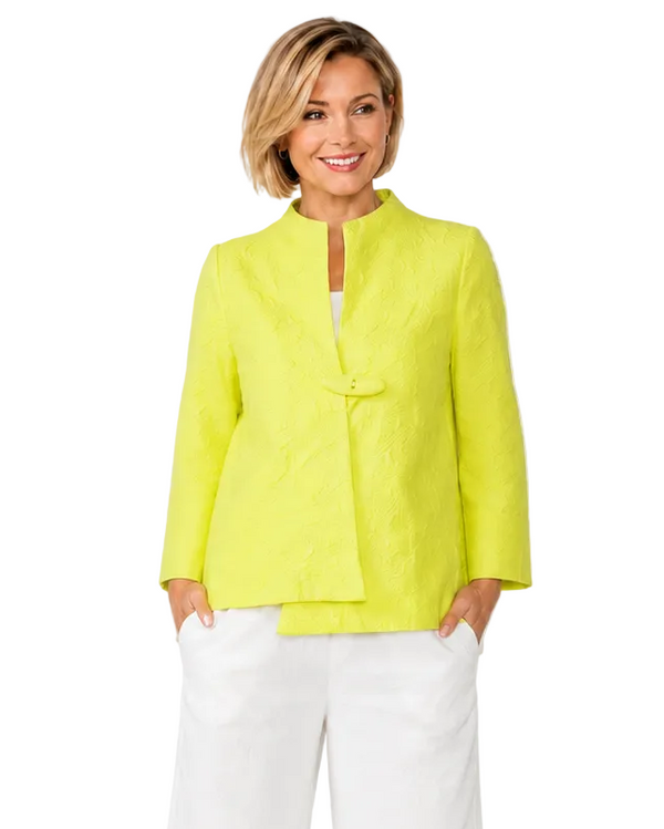 Textured Asymmetric Jacket in Citron - 6439J-NN - Size L Only!