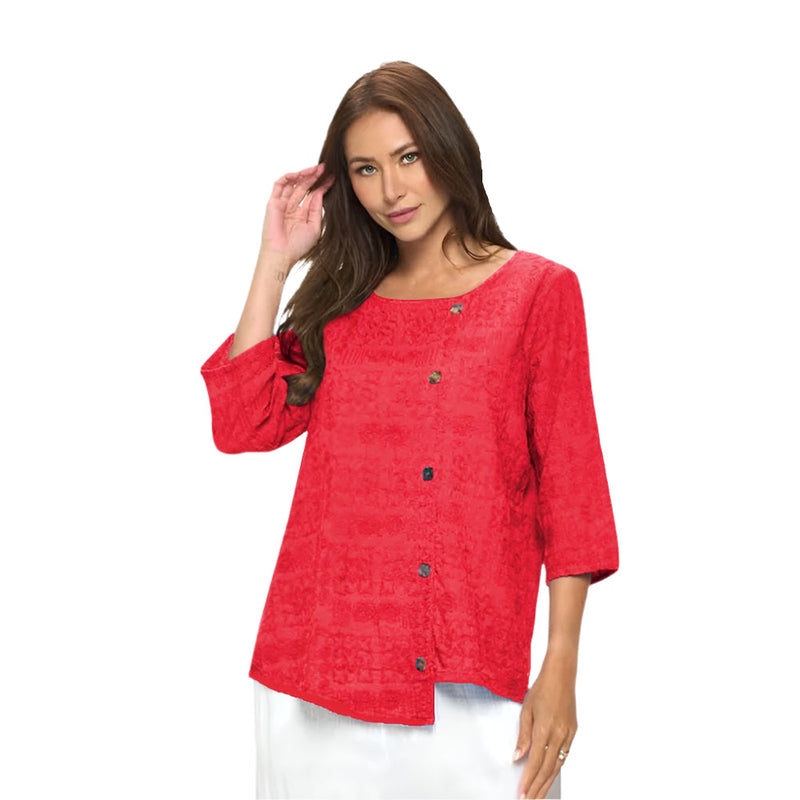 Aztec Embroidered Top in Raspberry - EC-107-RSP
