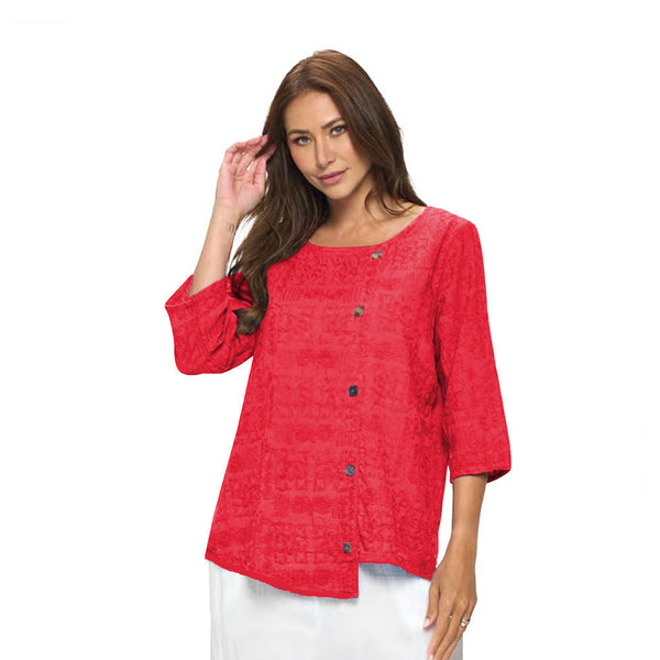 Aztec Embroidered Top in Raspberry - EC-107-RSP