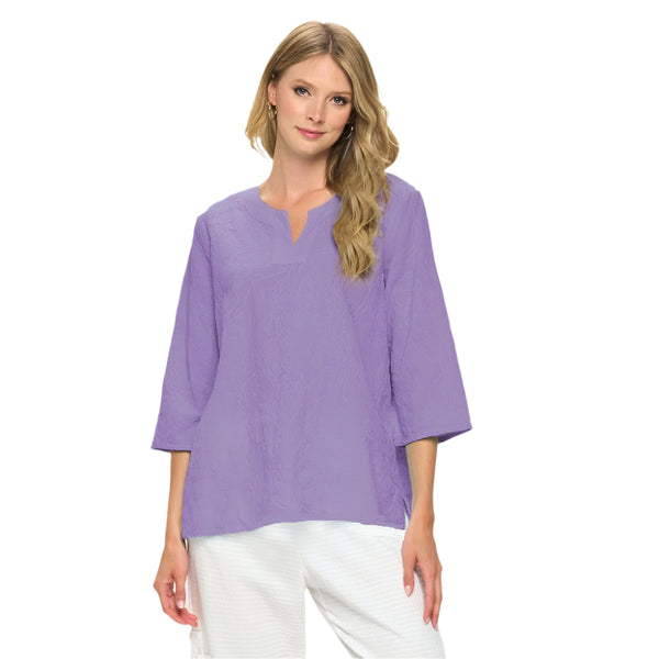 Floral Embroidered Voile Top in Petunia - EC-420-PTN