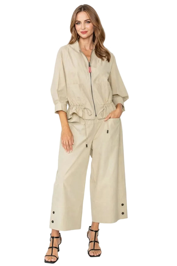 Fashion Forward Zip Front Cinched Waist Jacket in Khaki - C1060J