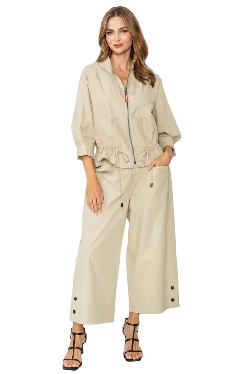 Modern Wide Leg Crop Pant in Khaki - C1069P