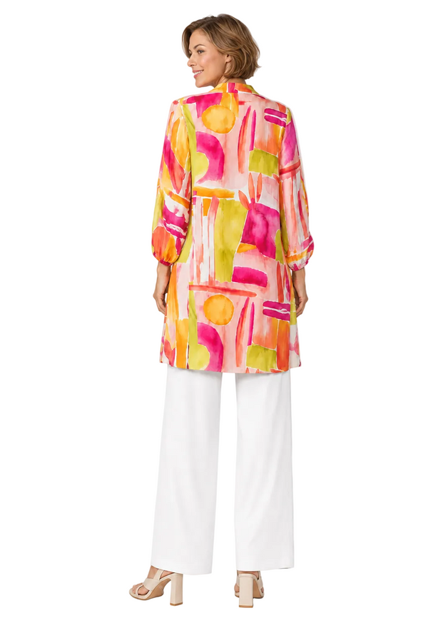 Watercolor-Inspired Jacket in Pink/Multi - 7292J-PNK - Size L Only!