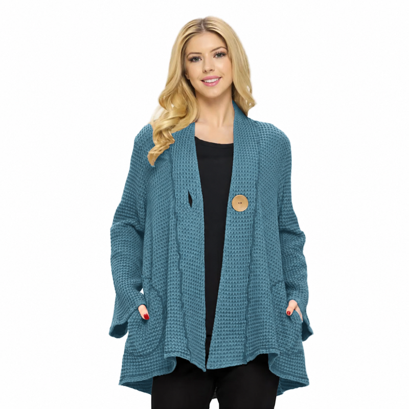 One-Button Textured Waffle Jacket - BW117