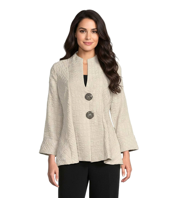 Textured Jacquard Fit & Flare Jacket in Champagne- 6293J-CHPH