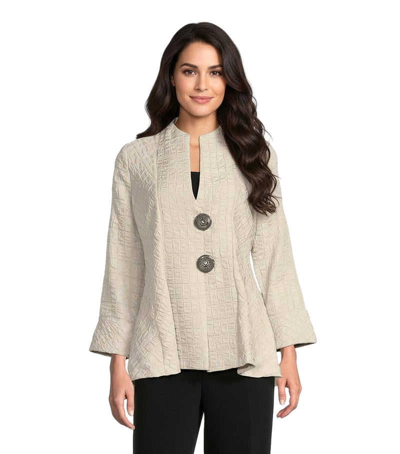 Textured Jacquard Fit & Flare Jacket in Champagne- 6293J-CHPH