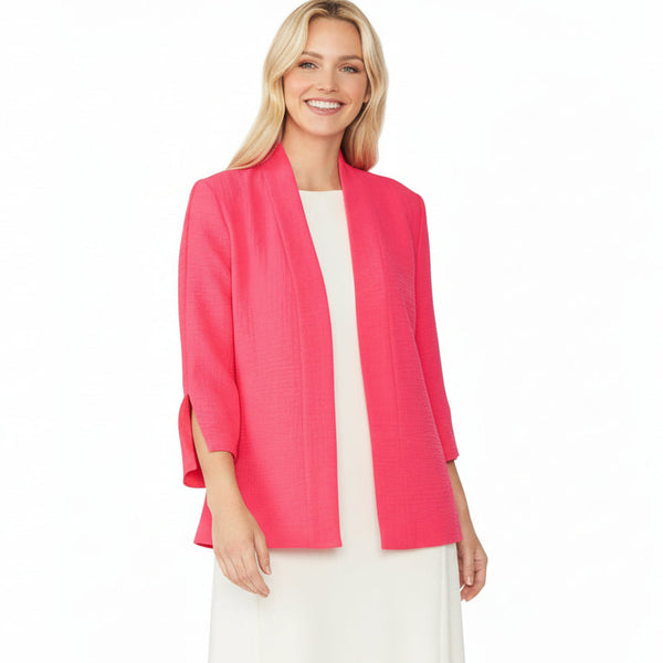 Textured Lightweight Open-Front Jacket in Pink - 5741J-PNK