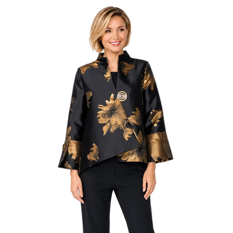 Just In! Metallic Gold Floral Jacquard Statement Jacket - 8207J