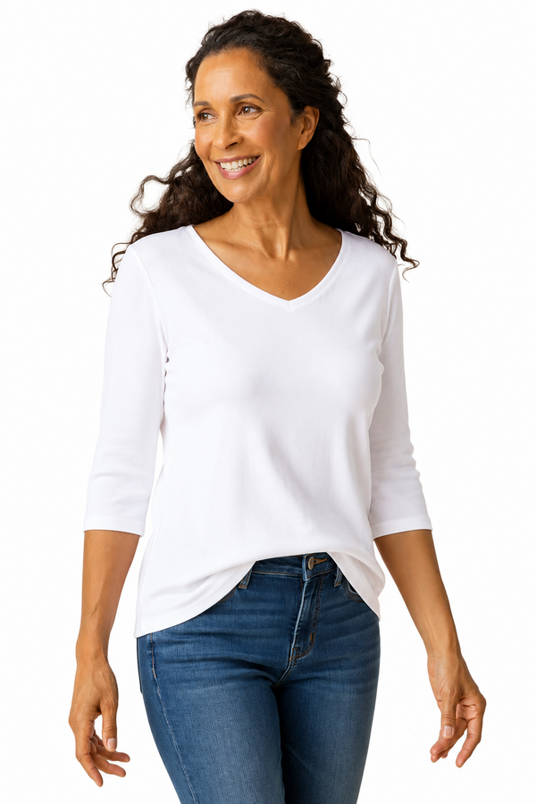 Soft Cotton Rib Tee in White - 16450-WHT - Size XL Only!