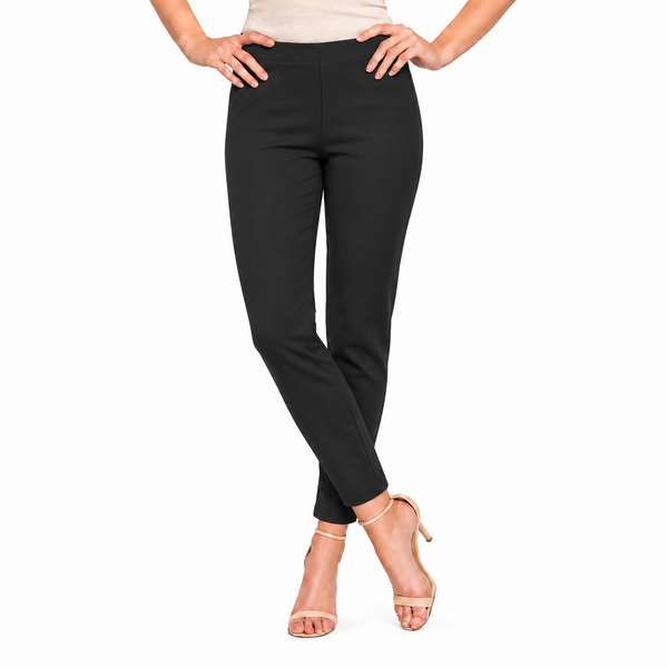 "Sasha" Pull-On Straight Leg Pant in Black - SASH-BLK