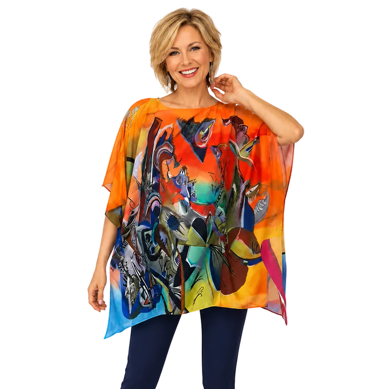 Kandinsky Inspired Silky Pullover in Multi - NT45-KA