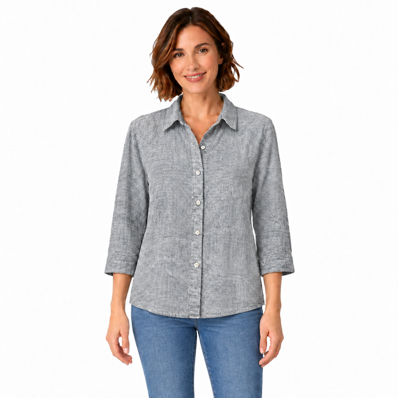 Brush Dyed Shirt in Silver - CS109
