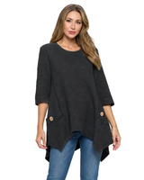 Soft Cotton Asymmetric Waffle Tunic - FW135-BLK