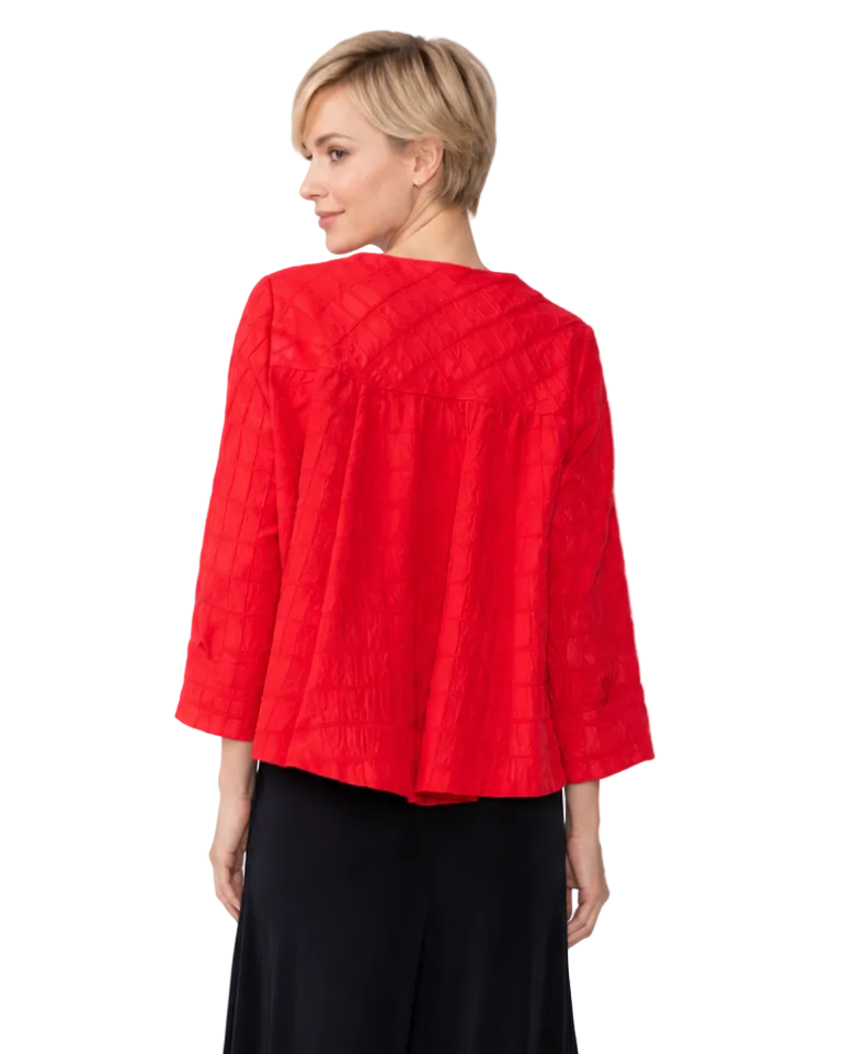 Textured Square Jacquard Swing Jacket in Red - C1170J-RD
