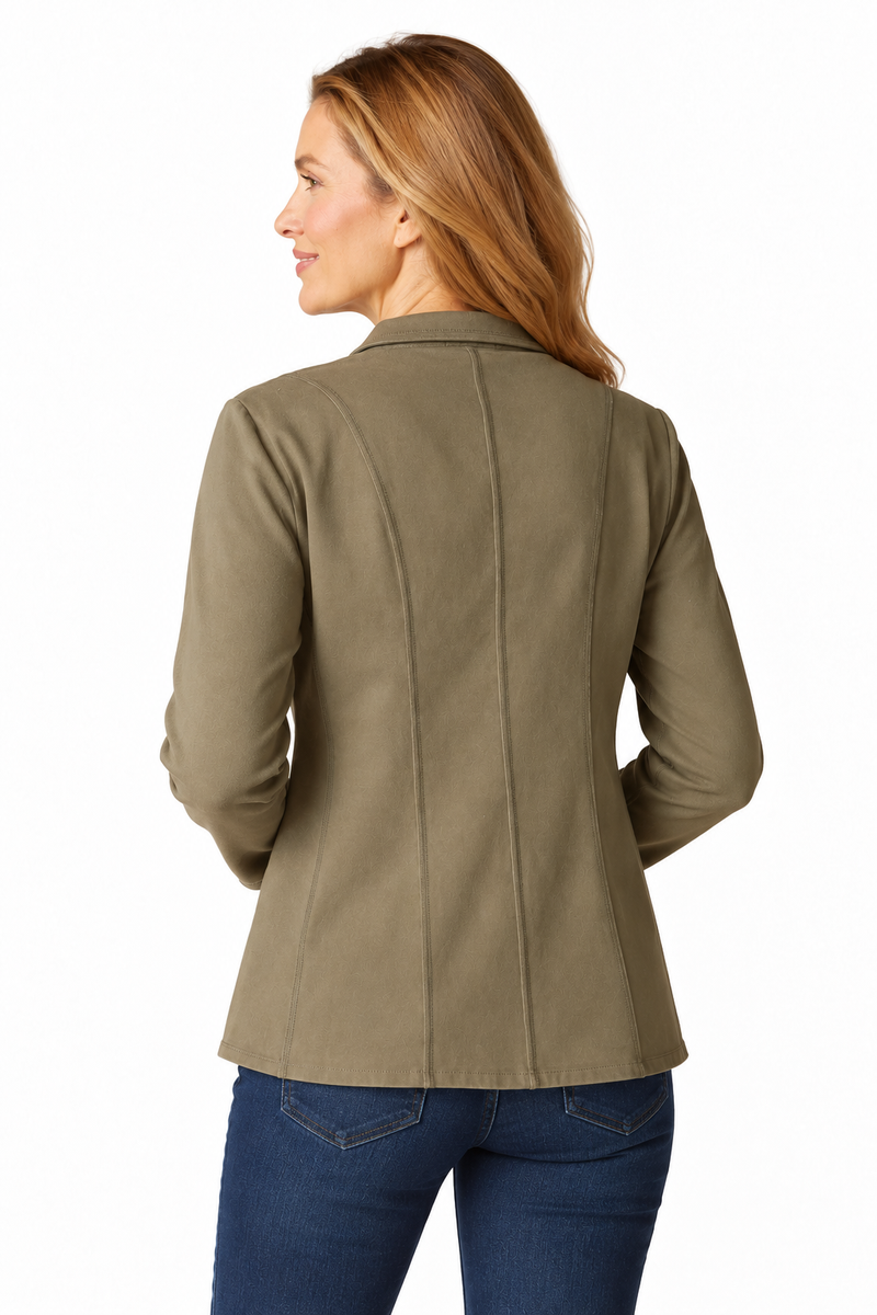 Stonewash Cotton Spandex Seamed Blazer - 31529