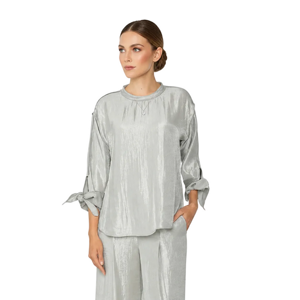 Shimmered Silvery Taupe High-Low Top - 7648T