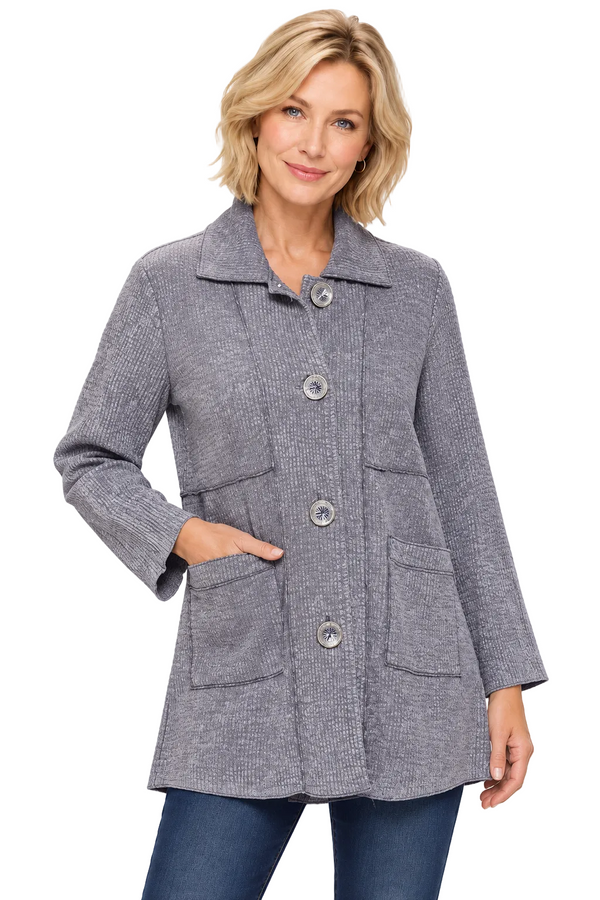 Lightweight Textured Cotton Knit Jacket  - ST407
