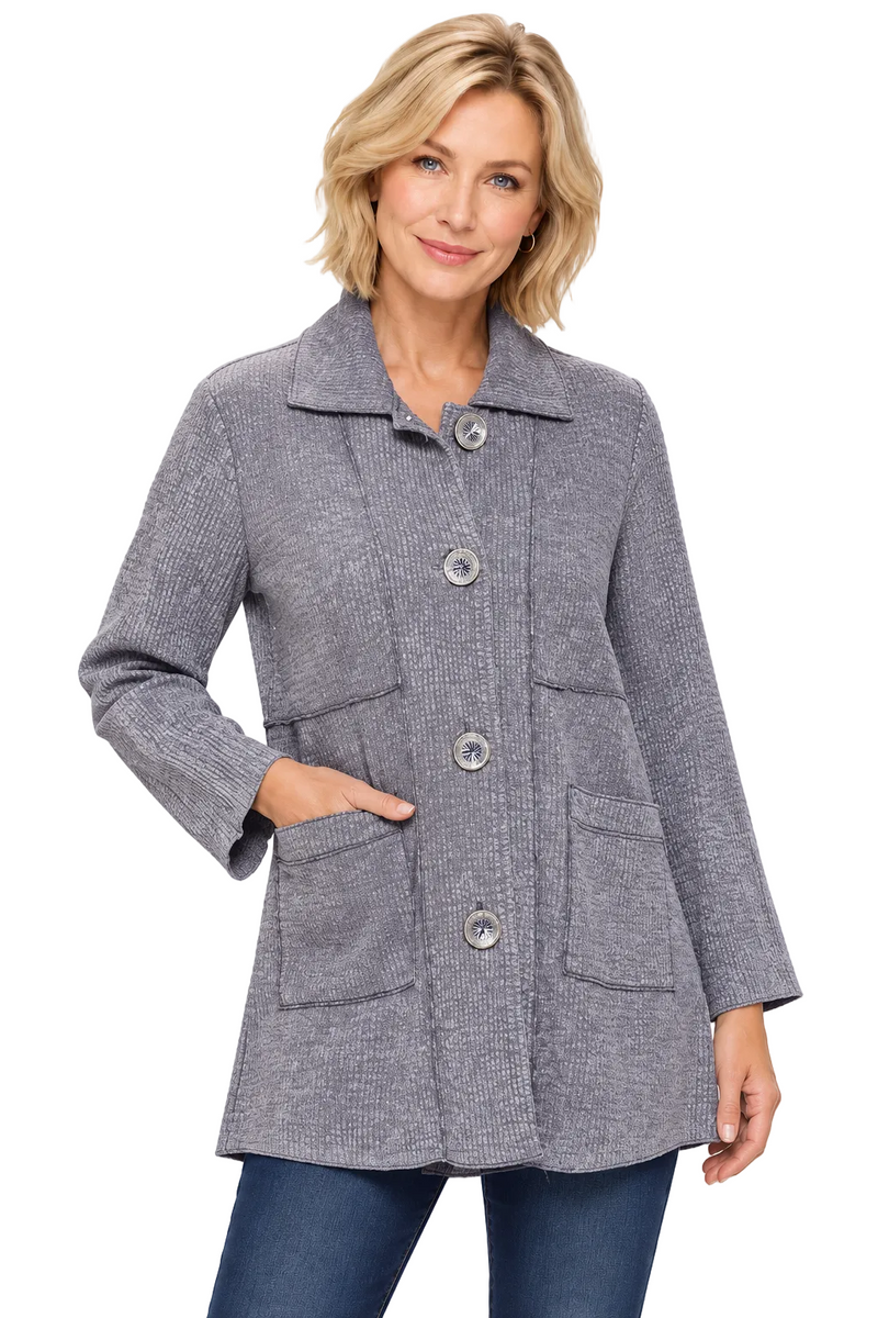 Lightweight Textured Cotton Knit Jacket  - ST407