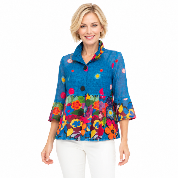 Floral Print Peplum Jacket - 4882 - Size XS Only!