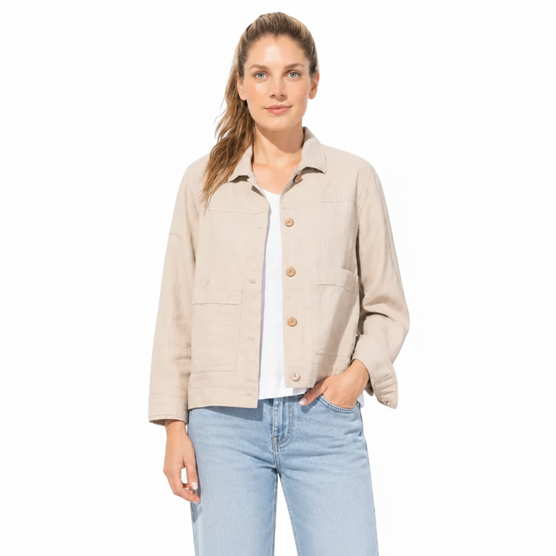 Lightweight Cotton Beach Jacket in Khaki - 43346-KHK