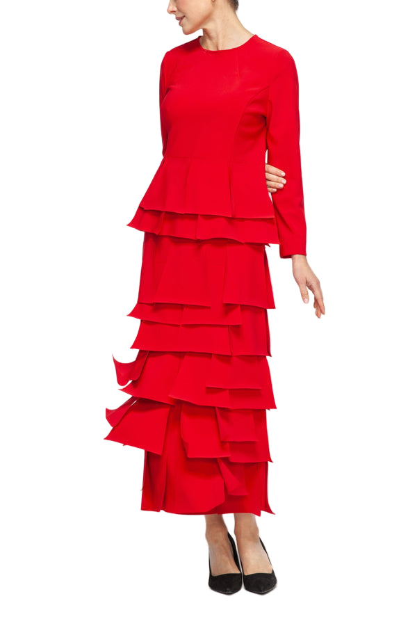 Layered Tiered Skirt in Red - 7234S-RD