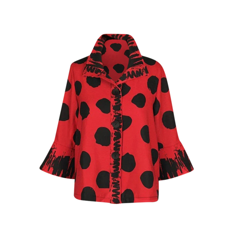 Damee NYC Dots & Scribbles Short Jacket in Red & Black - 4939-RD