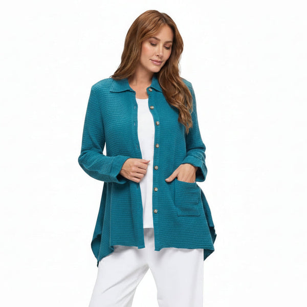 Cotton Waffle Tunic Shirt in Ocean - FW154-OCN