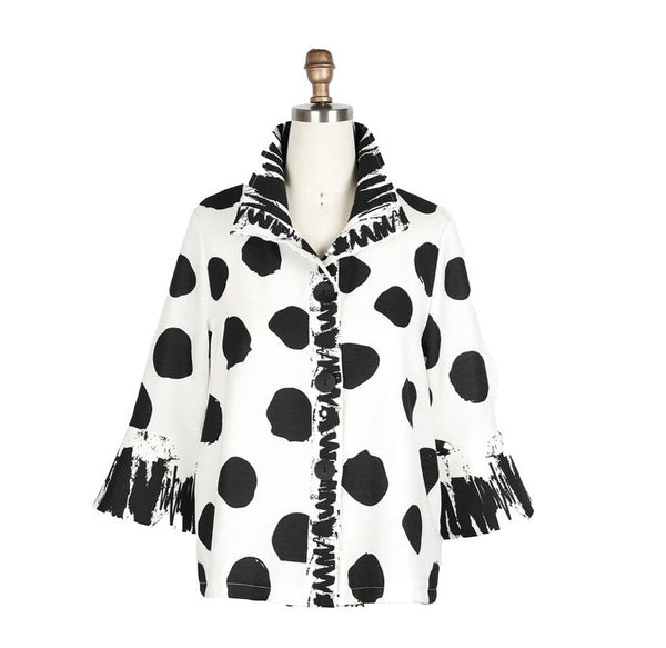 Black & White DOTS & SCRIBBLES Print Jacket - 4939-WT