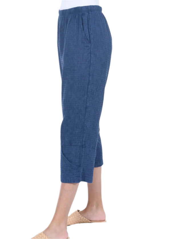 Focus Seersucker Capri in Navy - CS-136-NVY