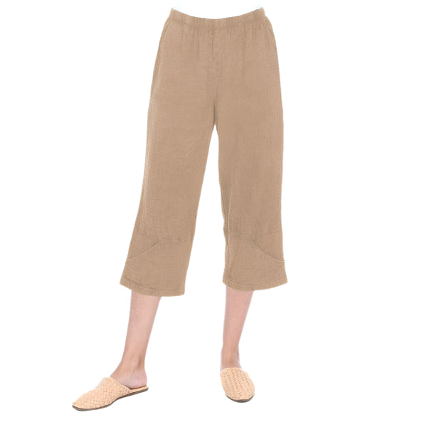 Seersucker Capri in Flax - CS-136-FLX
