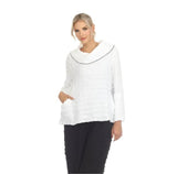 Textured Cowl-Neck Tunic Top in White - 3787-WT - Sizes M & XL