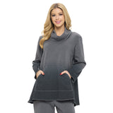 Mock-Neck Dip-Dye Tunic in Charcoal/Black - FT4075