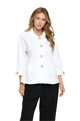 Textured Cotton Jacquard Jacket in White - JT-105-WHT